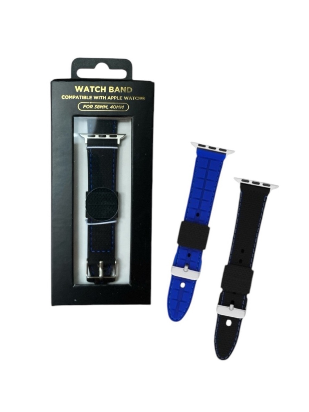 Non-Branded Watch Band Black And Blue Compatible With Apple Watch